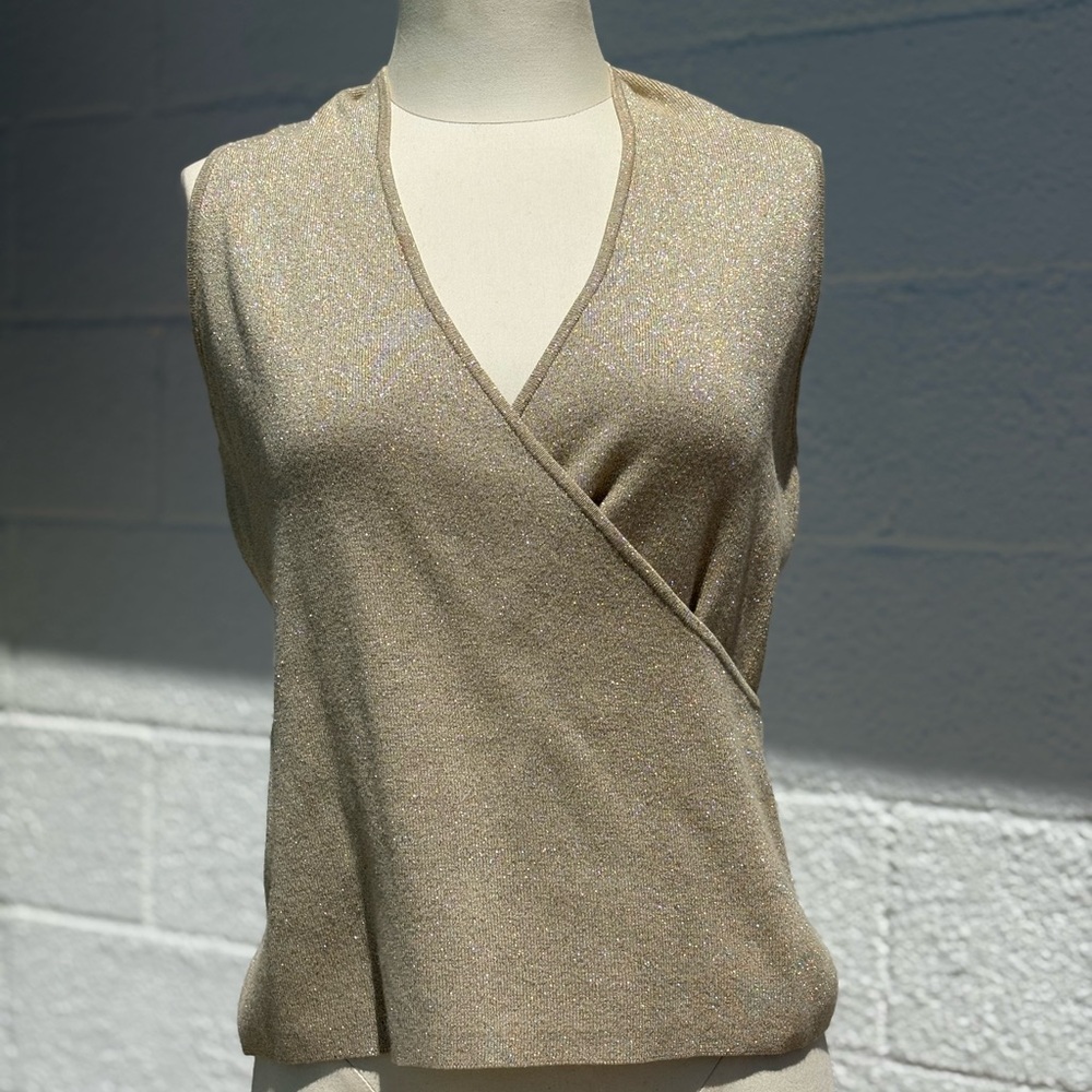 INC International Concepts Metallic Gold Knit Top